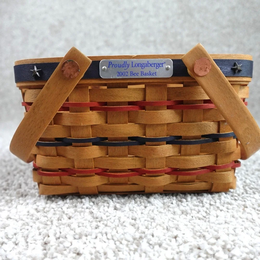 Longaberger 2002 Proudly‎ Longaberger Bee Basket Patriotic Red Blue Stars